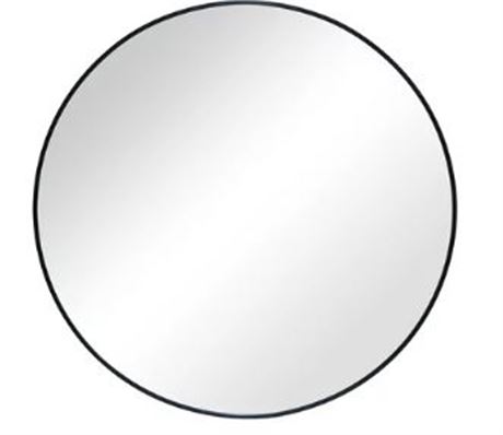 28 inch round wall mirror, black