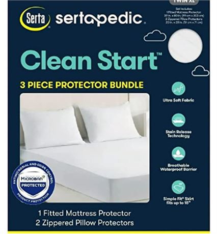 Sertapedic Fitted Mattress Protector + 2 pillow protectors, QUEEN