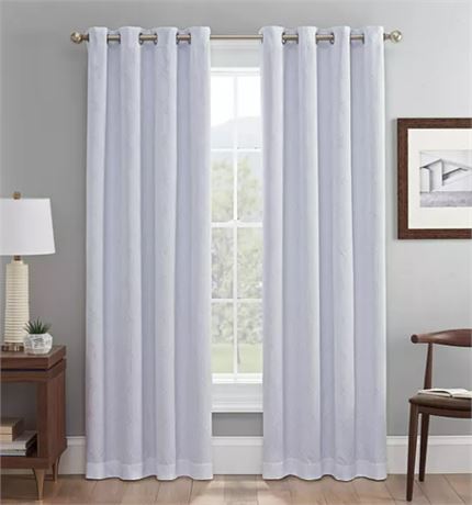 Lot of (TWO) Eclipse Rod Pocket Blackout Curtains, White, 42"wx63"l