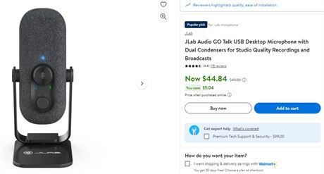 JLab   Audio GO Talk USB Desktop Microphone with Dual Condensers for Studio Qual
