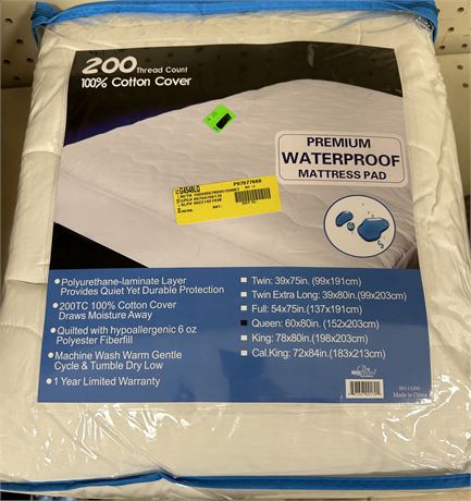 Premium Waterproof Mattress Pad, Queen