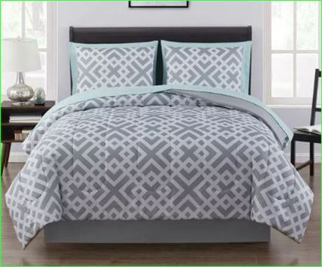 Mainstays Gray Geometric 8pc Comforter Set, Queen