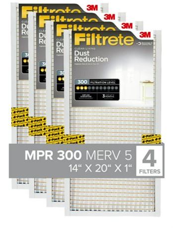Filtrete by 3M,   14x20x1, MERV 5, Dust Reduction HVAC Furnace Air Filter, Captu