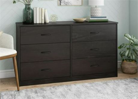 Mainstays Classic 6 drawer dresser, Black Oak