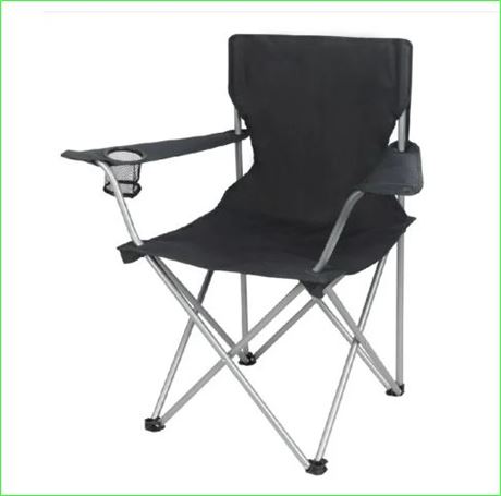(2) Ozark Trail Folding Outdoor Chair with Cup Holder, Black