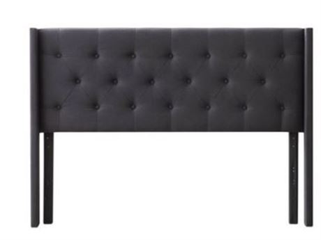 Rest Haven Button Tufted Upholstered Headboard, Queen, Charcoal
