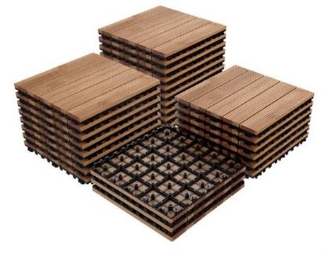 Lot of (TWO) Cases of Yaheetech 27 Fir Wood Flooring Tiles Interlocking Total of