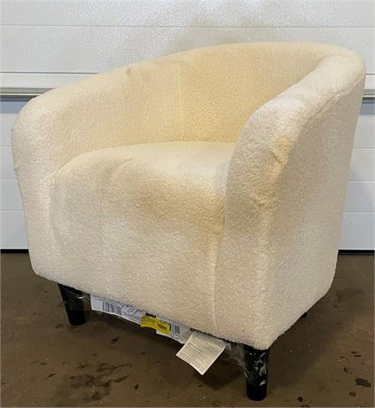 Alden Design Barrel Accent Chair, Ivory Boucle