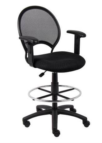 Boss Office Products Ergonomic Works Drafting Chair with Adjustable Arms in Blac