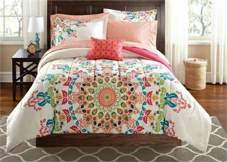 Mainstays Medallion 6 piece Coordinated Bed Set, TWIN/TWIN XL