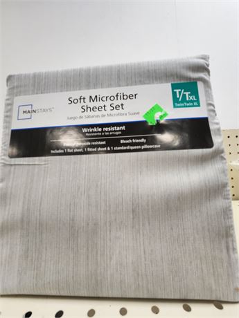 Mainstays Soft Microfivber Sheet set, TWIN/TWIN XL,, Gray