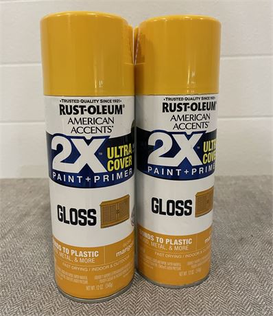 (2) Marigold, Rust-Oleum 2X Ultra Cover Gloss Spray Paint 12oz