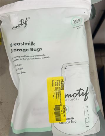 Motif Medical, Milk Storage Bags, 6 oz, 100 ct