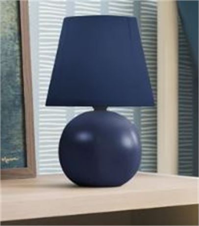 Simple Designs Mini Ceramic Globe Table Lamp, blue