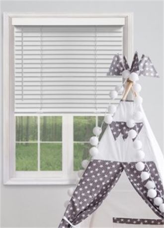 48"x48" 2-inch Faux Wood Blind, White