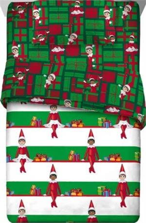 Elf on the Shelf Kids Twin Bed in a Bag, Comforter Sheet Set and Bonus Tote