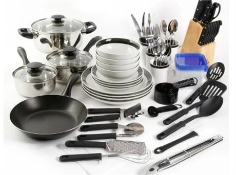 Gibson Home Essential 83 piece Kitchen Combo Set, Black