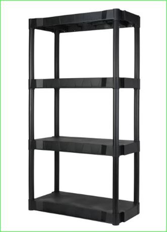 Hyper Tough 13.88Dx30Wx56.2H 4 Shelf Plastic Garage Shelves, Black