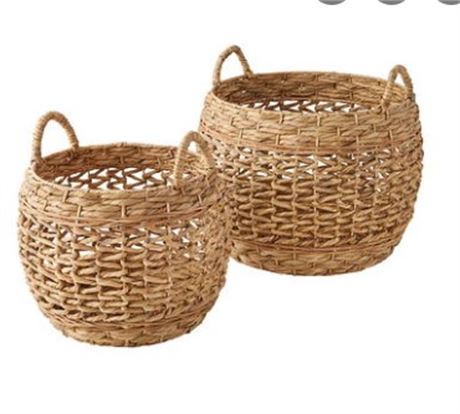 Dave and Jenny Multi-Weave Natural  Basket Set, 19.69"x14.17" and 15.35"x11.81"