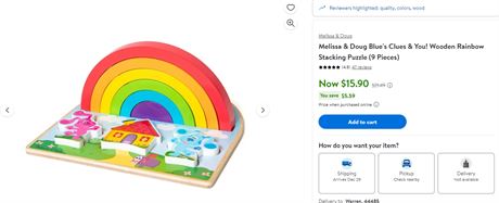 Melissa & Doug Blues Clues & You! Wooden Rainbow Stacking Puzzle (9 Pieces)