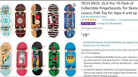Tech Deck, DLX Pro 10-Pack of Collectible Fingerboards, For Skate Lovers Age 6 a