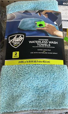 2-pack AutoDrive Microfiber Waterless Wash Towels, blue