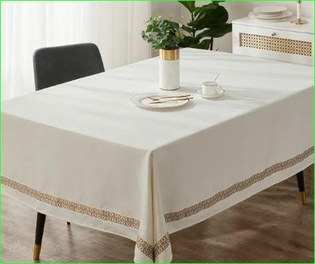Sofia Home Jacquard 60 x 102 Tablecloth, Cream by Sofia Vergara