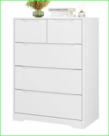 HoStack Modern 5 drawer Dresser, White