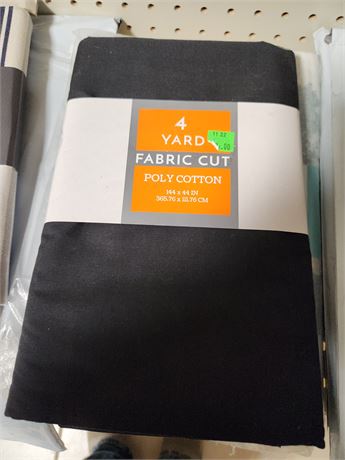 4 yard fabric cut, poly cotton, 144"x44", black