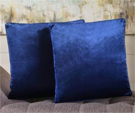 Noble House Isla Velvet Throw Pillows, Set of 2, New Blue