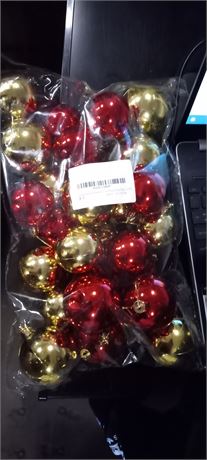 Pack of 25 Christmas Bulbs, Red and Gold