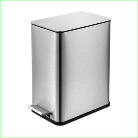 Qualiazero 2.6 Gallon, Stainless Steel  Trash Can, Silver