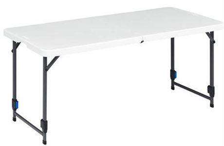 Mainstays Adjustable Height 4 foot Fold in half Table, white