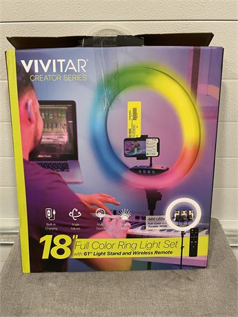 Vivitar 18 LED RGB Ring Light with Tripod, Wireless Remote