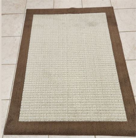 Small 3' x 5'Ivory and Tan Border Area Rug