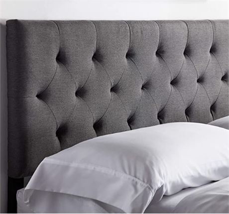 Triple Lined Mid-Rise Upholstered Headboard, Queen, Charcoal