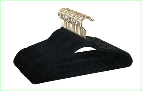 Better Homes & Gardens Non-Slip Velvet  Hangers, 100 Pack, Black