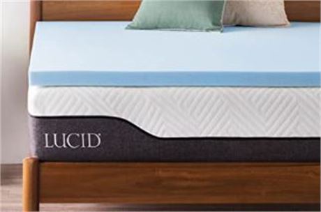 Lucid 2 inch Gel Memory Foam Mattress Topper with Cover, TWIN