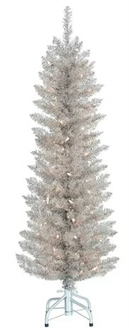 Holiday Time 4 foot pre-lit Tinsel Rose Gold Tree