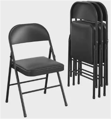 Case of (FOUR) Mainstays Vinyl Folding Chairs, Black