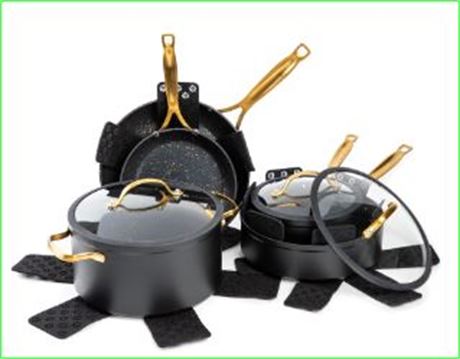 Thyme & Table Non-Stick 12 Piece Gold Pots & Pans Cookware Set