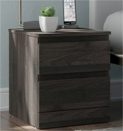 Brindle Low Profile Nightstand with 2 Drawers and USB, Expresso, By Hillsdale Li