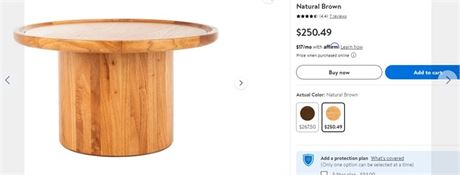 SAFAVIEH Devin Solid Round Pedestal Coffee Table, Natural Brown