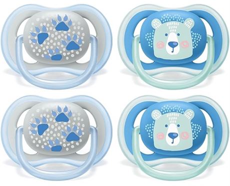 Philips Avent Ultra Air Pacifier, 6-18 Months, Bear/Paw, 4 Pack, SCF085/09