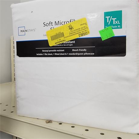 Mainstays Soft Microfiber Sheet set, White, TWIN/TWIN XL