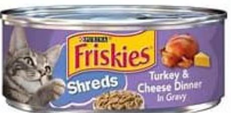 Lot of (9) Friskies   Gravy Wet Cat Food, Shreds Turkey & Cheese Dinner - 5.5 oz