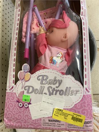 Baby Doll with Stroller. BOX BEAT UP BUT COMPLETE
