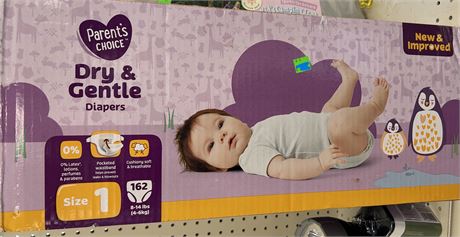 Parent's Choice Size 1, 162 ct diapers
