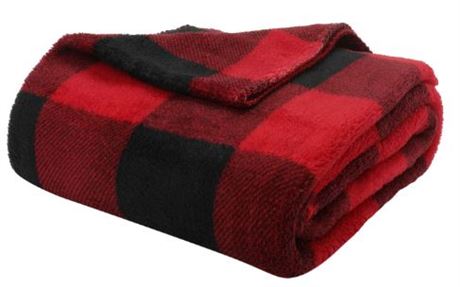 Mainstays Red/Black Fleece Throw, 54"x60"