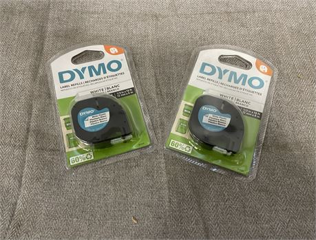 (2) DYMO  for LetraTag Label Makers, Black Print/White Labels